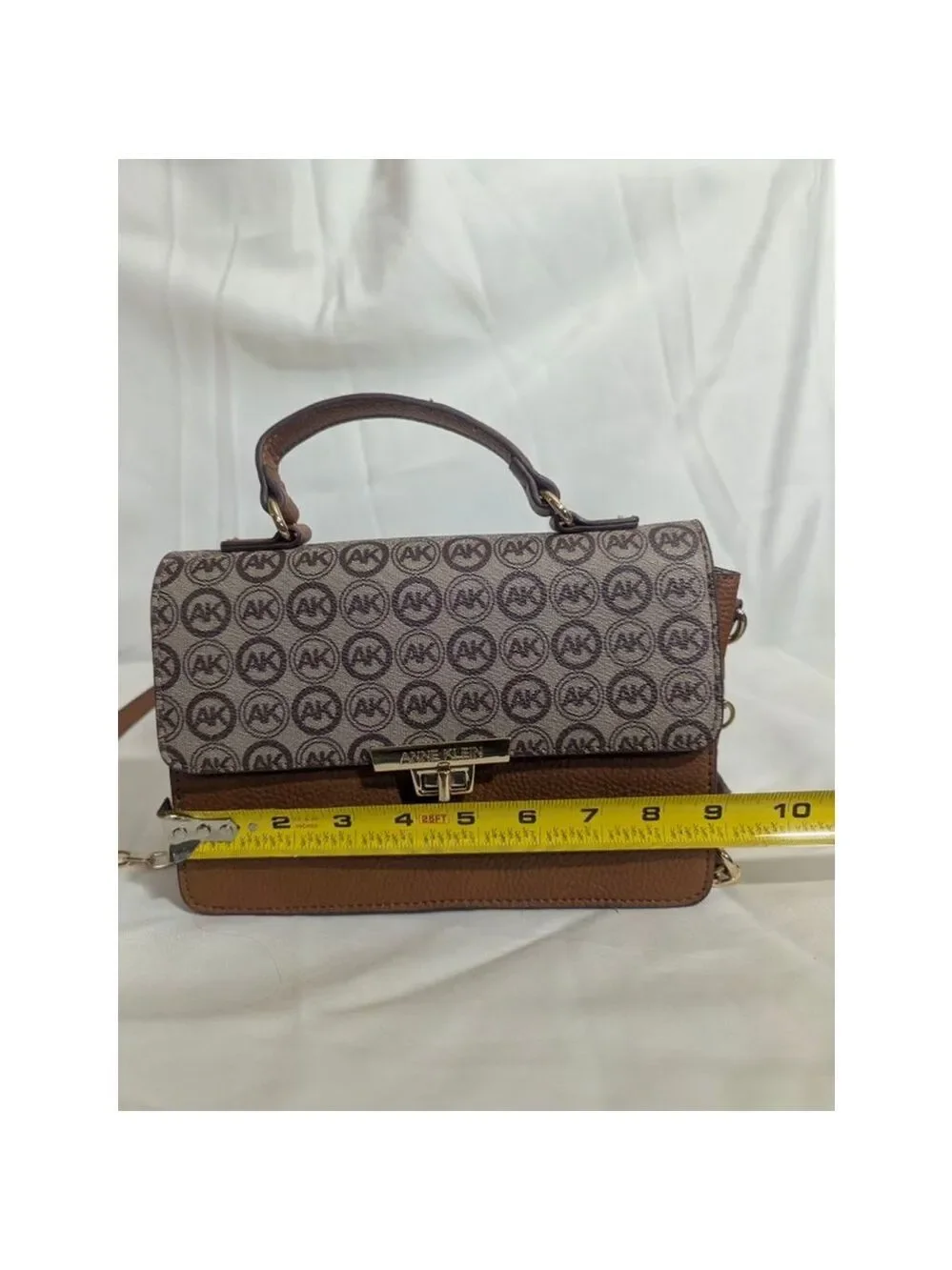 Anne Klein Logo Crossbody Convertible Shoulder Bag Brown Tan - Picture 12 of 13